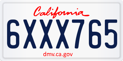 CA license plate 6XXX765