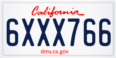 CA license plate 6XXX766