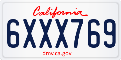CA license plate 6XXX769