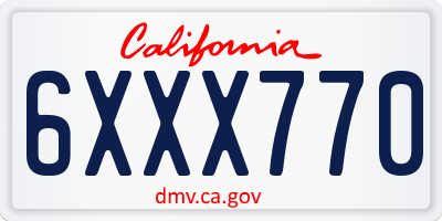 CA license plate 6XXX770