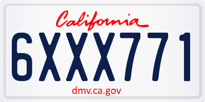 CA license plate 6XXX771