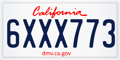 CA license plate 6XXX773