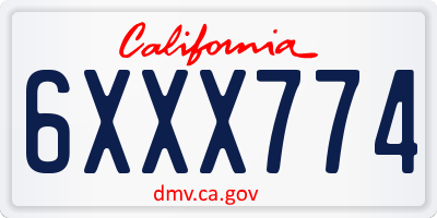 CA license plate 6XXX774