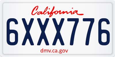 CA license plate 6XXX776