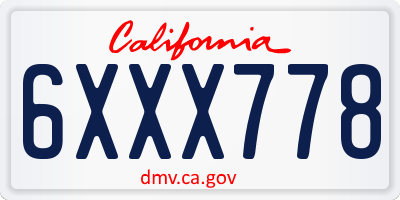 CA license plate 6XXX778