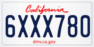 CA license plate 6XXX780