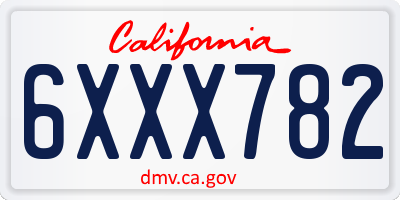 CA license plate 6XXX782