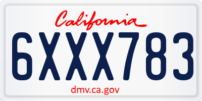 CA license plate 6XXX783