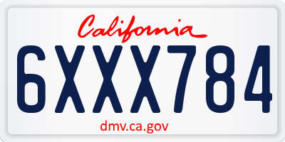 CA license plate 6XXX784