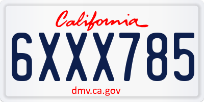 CA license plate 6XXX785