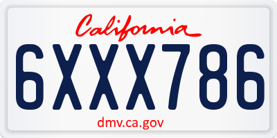 CA license plate 6XXX786