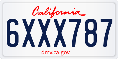 CA license plate 6XXX787