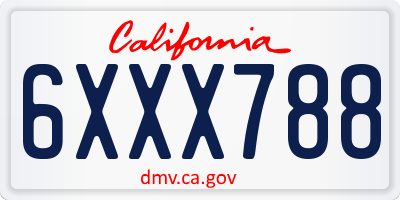 CA license plate 6XXX788