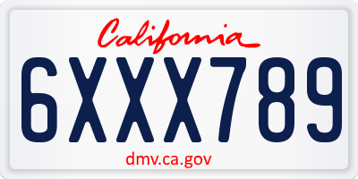 CA license plate 6XXX789