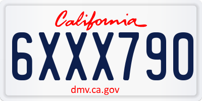 CA license plate 6XXX790