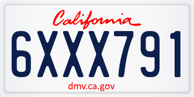 CA license plate 6XXX791