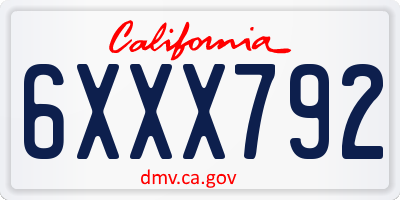 CA license plate 6XXX792