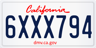 CA license plate 6XXX794