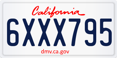 CA license plate 6XXX795