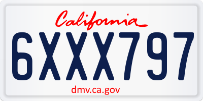 CA license plate 6XXX797