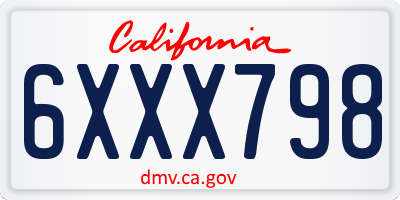 CA license plate 6XXX798
