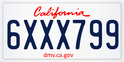 CA license plate 6XXX799