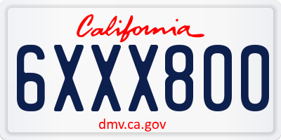 CA license plate 6XXX800