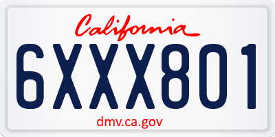 CA license plate 6XXX801