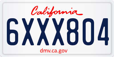 CA license plate 6XXX804