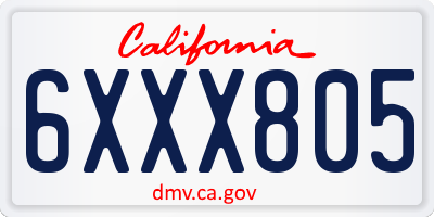 CA license plate 6XXX805