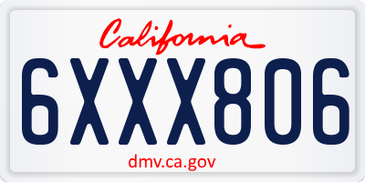 CA license plate 6XXX806