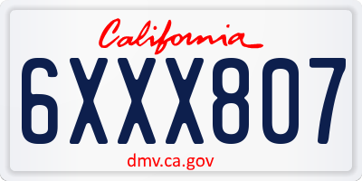 CA license plate 6XXX807