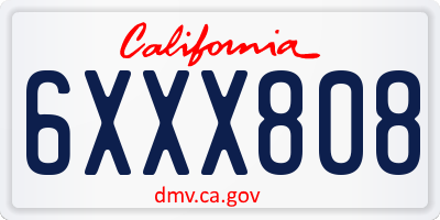 CA license plate 6XXX808