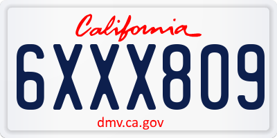 CA license plate 6XXX809