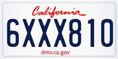 CA license plate 6XXX810