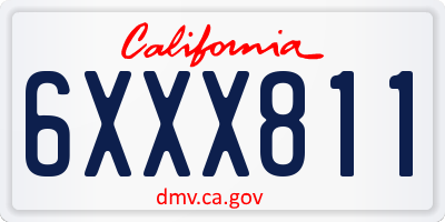 CA license plate 6XXX811