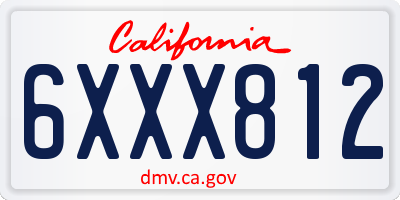 CA license plate 6XXX812