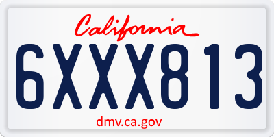 CA license plate 6XXX813