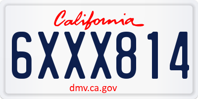 CA license plate 6XXX814