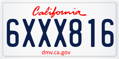 CA license plate 6XXX816