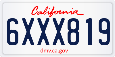 CA license plate 6XXX819