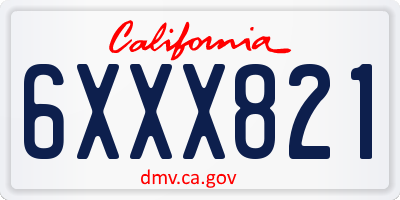CA license plate 6XXX821