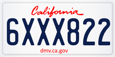 CA license plate 6XXX822