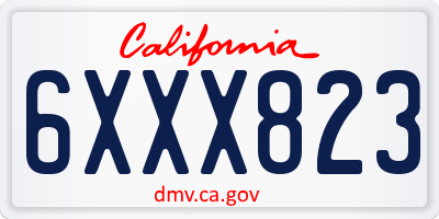 CA license plate 6XXX823