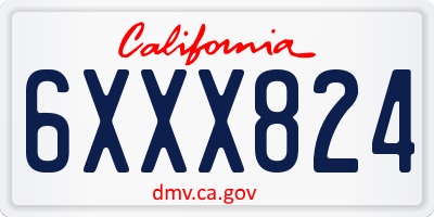 CA license plate 6XXX824