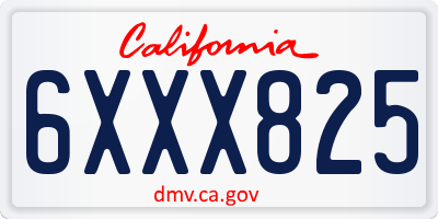 CA license plate 6XXX825