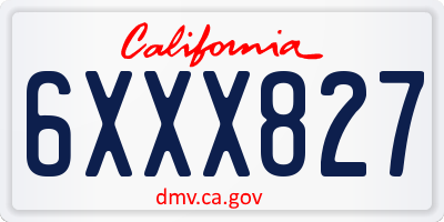 CA license plate 6XXX827