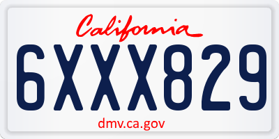 CA license plate 6XXX829