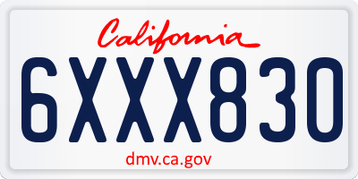 CA license plate 6XXX830
