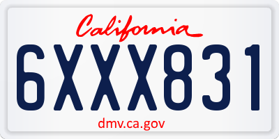 CA license plate 6XXX831